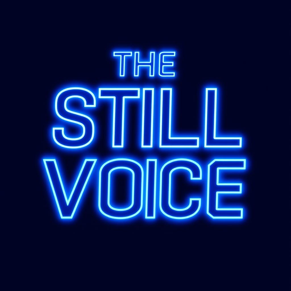 Neon-lit Logo in Geometric Font, Deep Navy Background