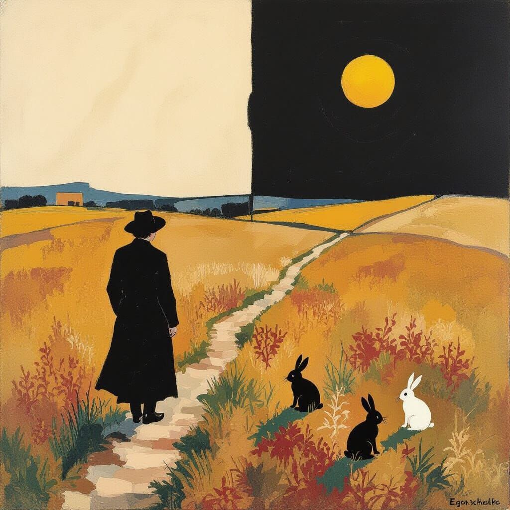 Vast Steppe Landscape with Abstract Expressionist Influence