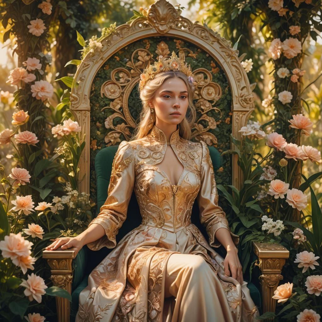Regal Woman on Throne in Surreal Style