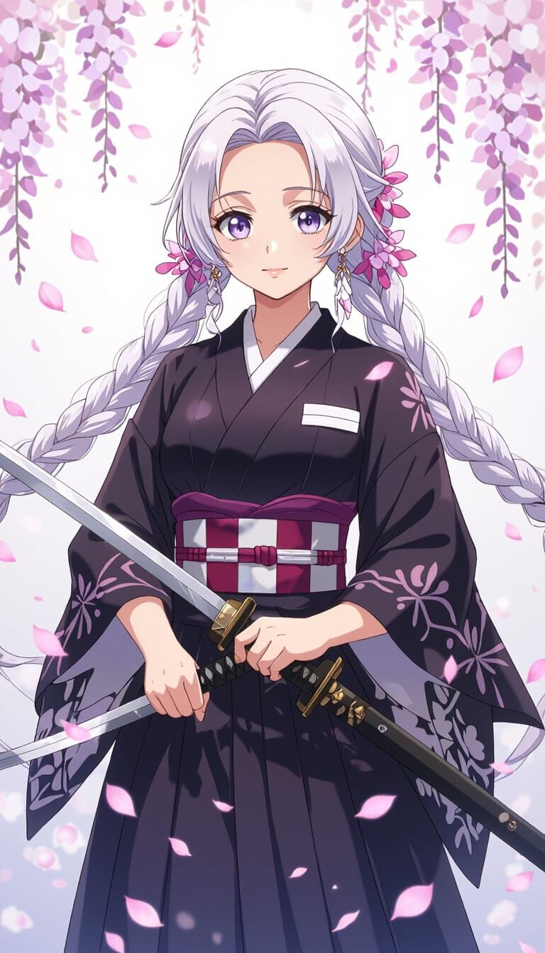 Sumire Shinazugawa with Wisteria Blade in Anime Style