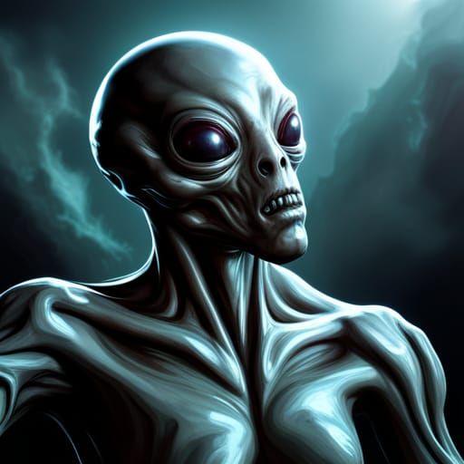 Realistic Alien Grey in Detailed Matte Painting