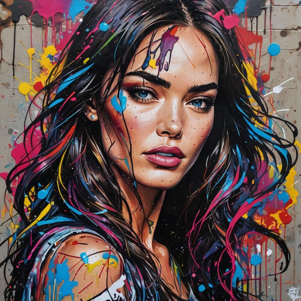 Megan Fox Graffiti Art in Street Style