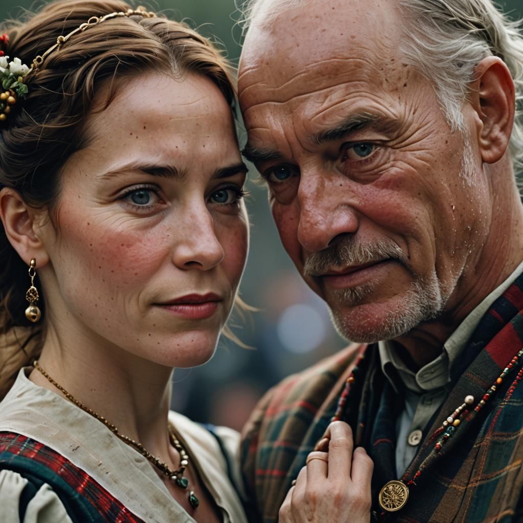 Scottish Couple Dancing: Professional Studio Portrait