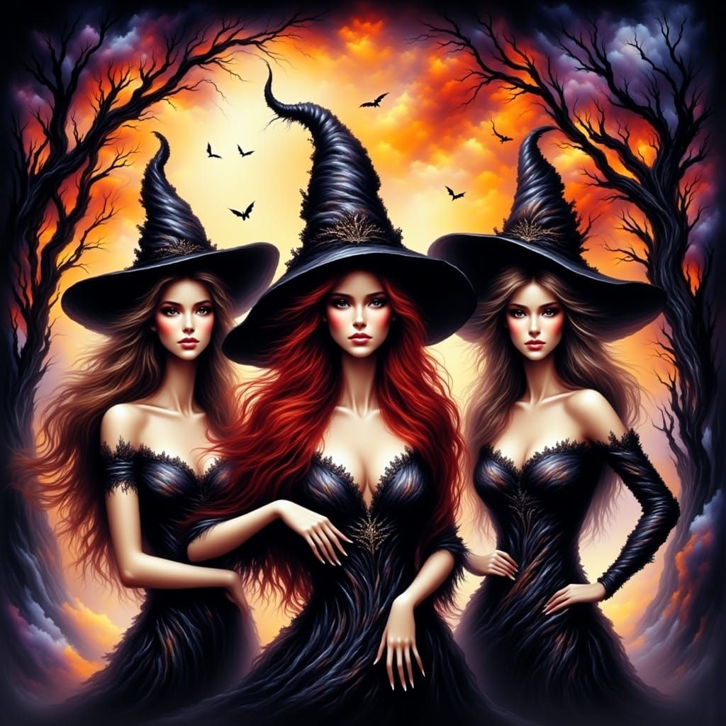 Three Witches in Retro 80s Chic