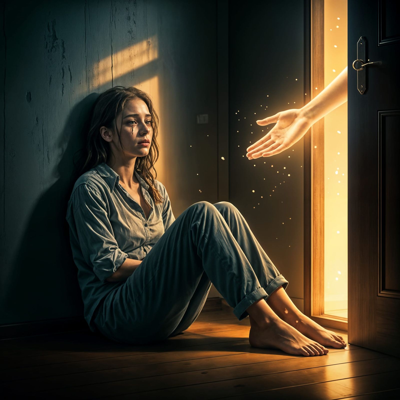 Ethereal Hand Offers Hope in Dark Room