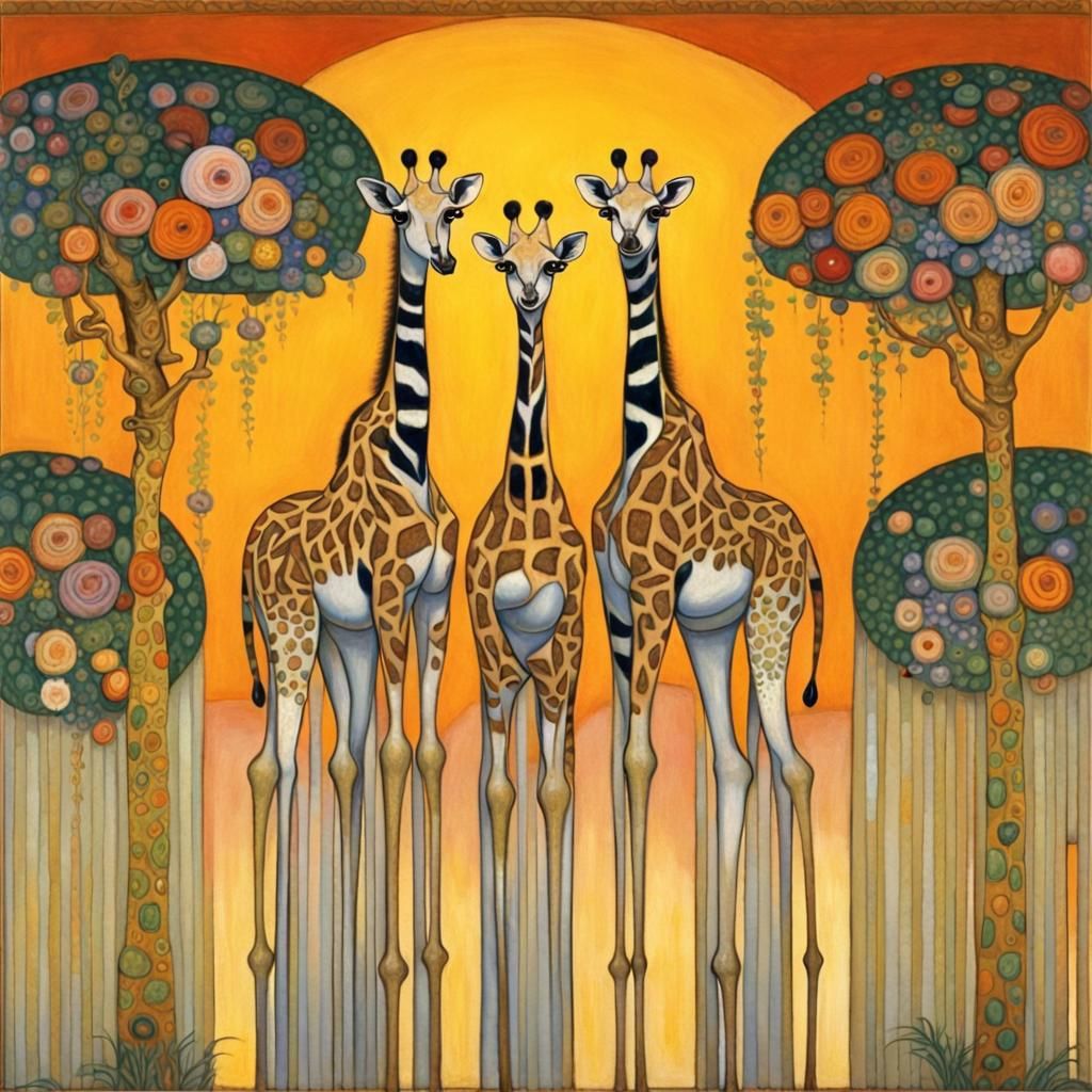 Exotic Animals and Flowers at Sunset, Decorative Art