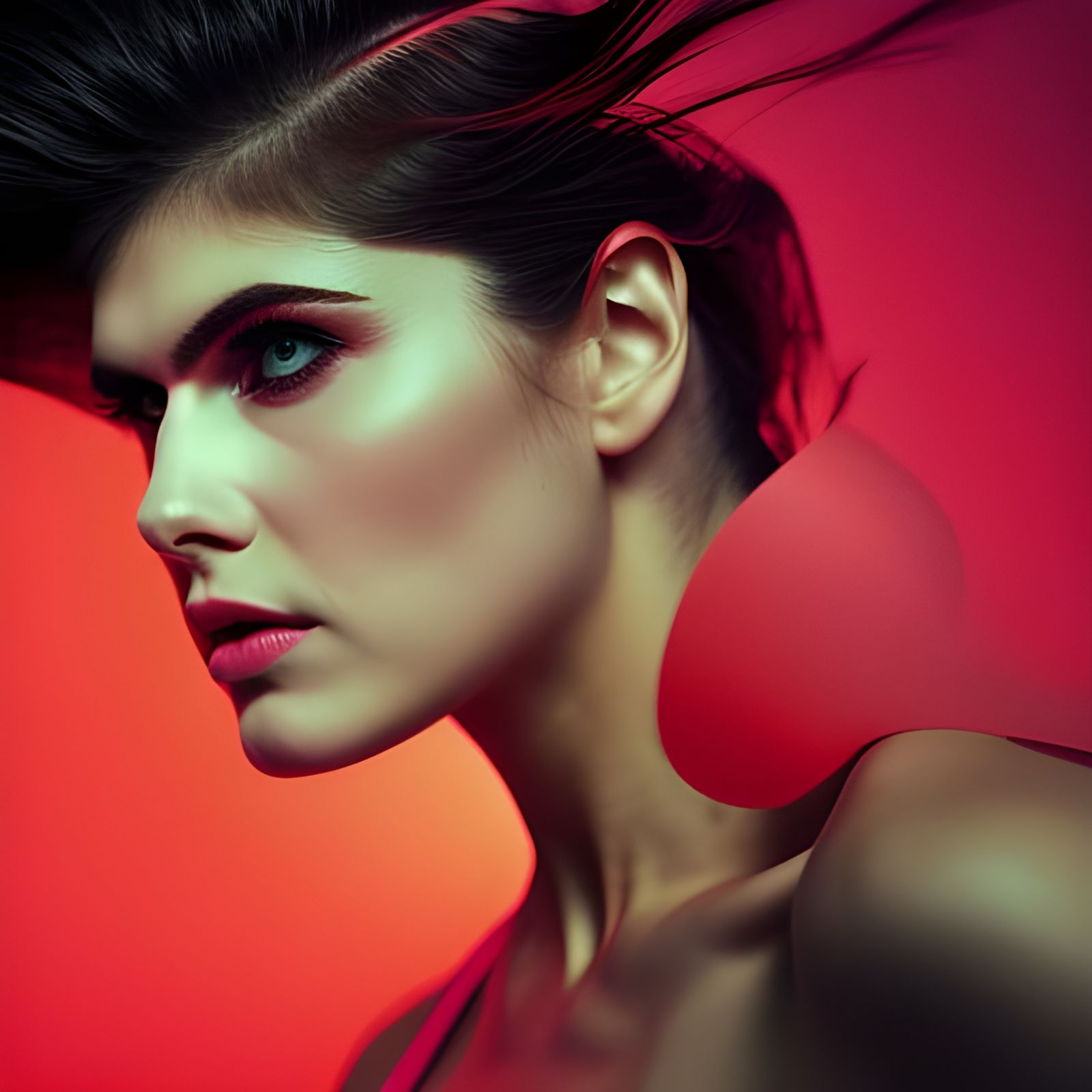 Alexandra Daddario in Synthwave Style by Pool