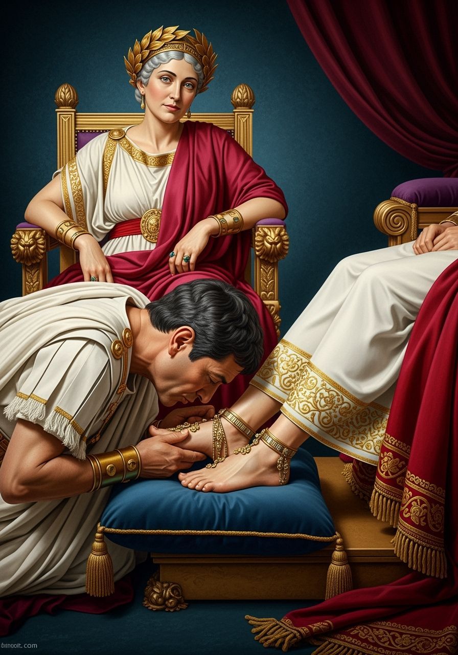 Roman Senator Kisses Empress Feet: A Detailed Portrait