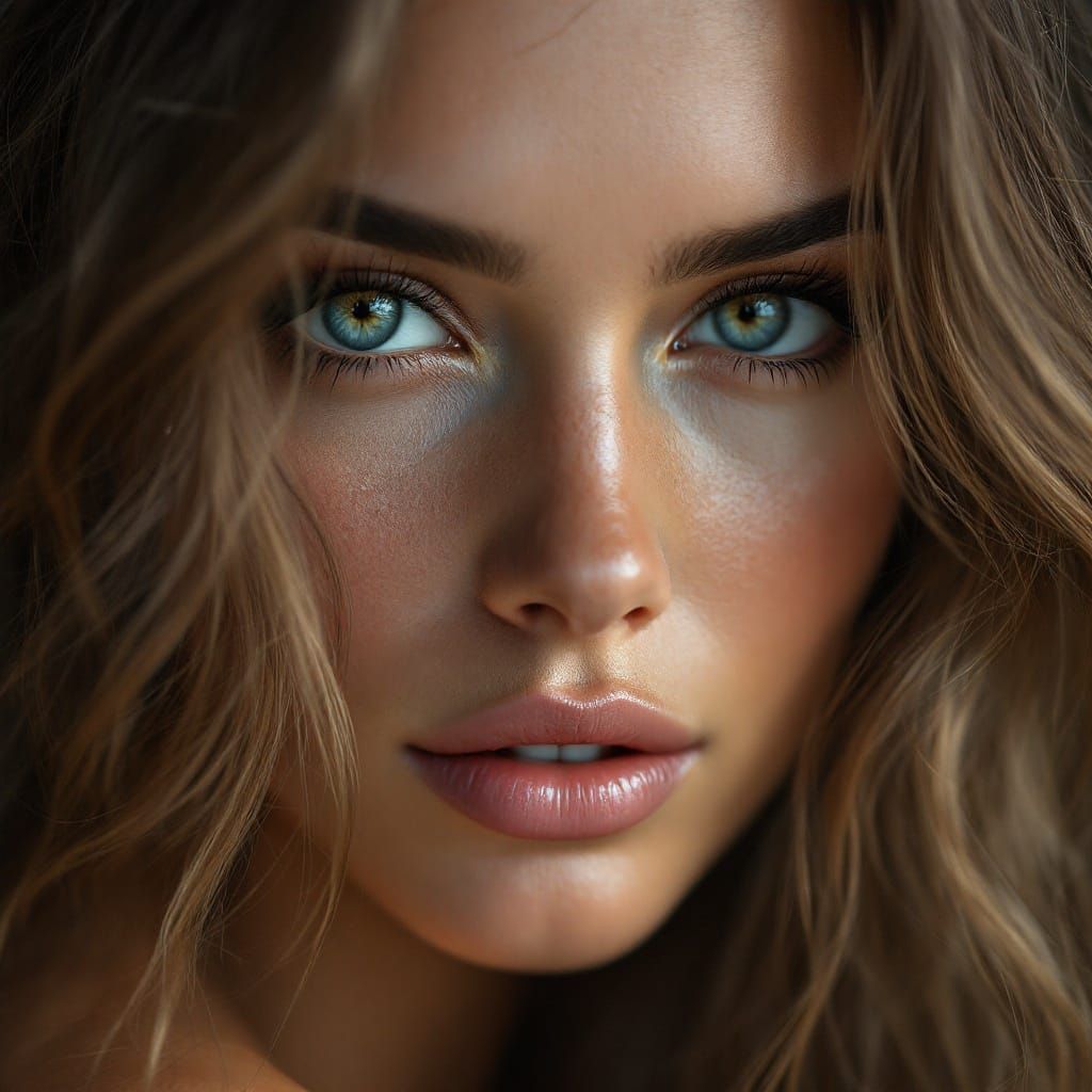 Hyper-Realistic Portrait of a Stunning Woman with Dark Ash B...