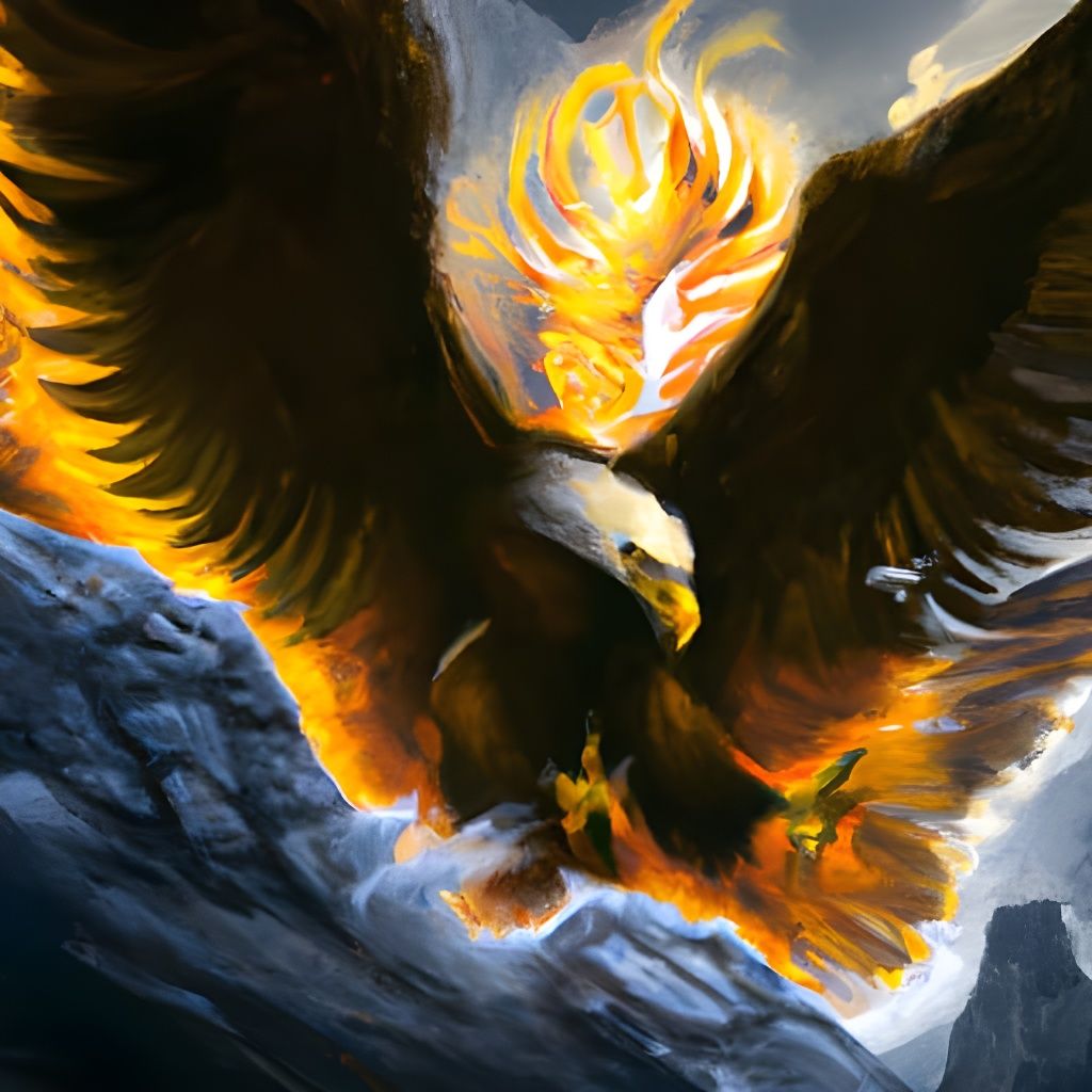 Bald Eagle in Fire as a Phoenix