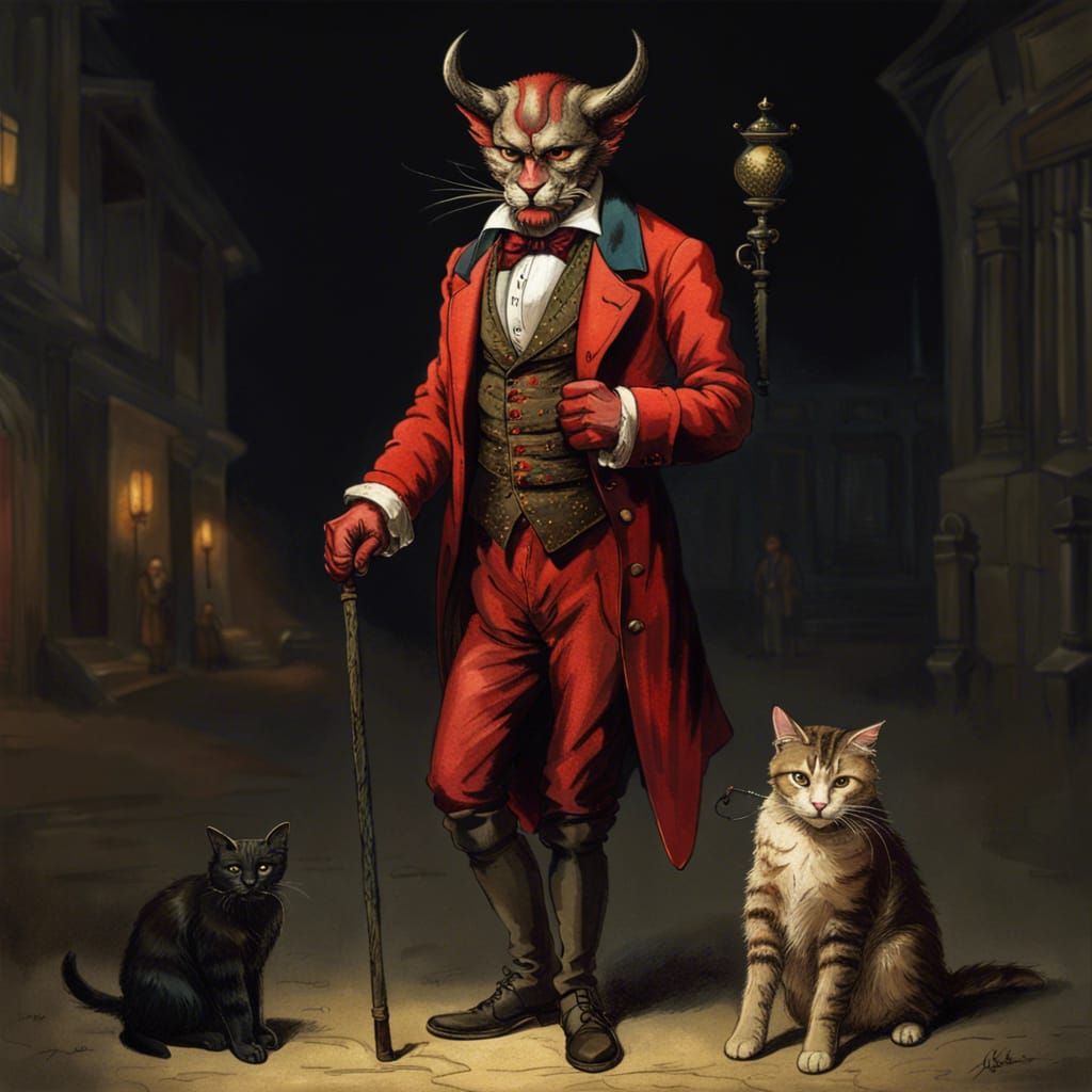 Devil with Cat in 1800s Moscow Night