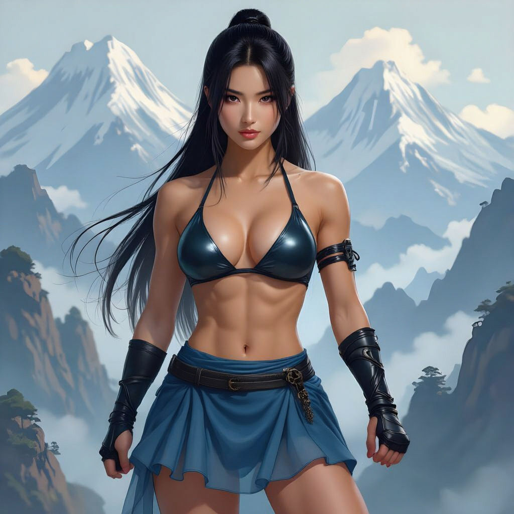 Female Samurai Warrior with Sword in Photorealistic Style