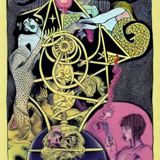 Psychedelic Tarot Card in Technicolor Style