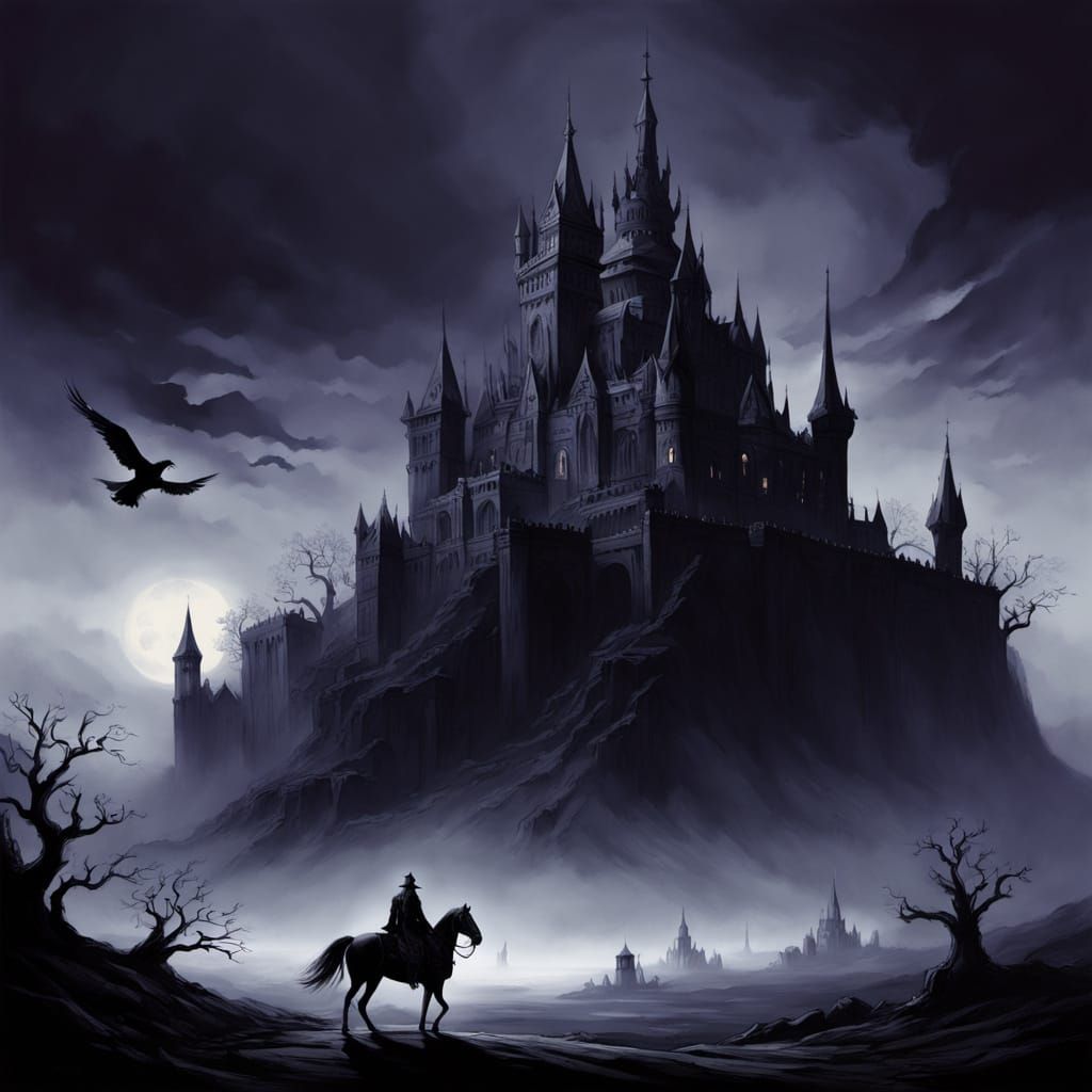 Mysterious Gothic Princess Rides Majestic Stallion Through H...