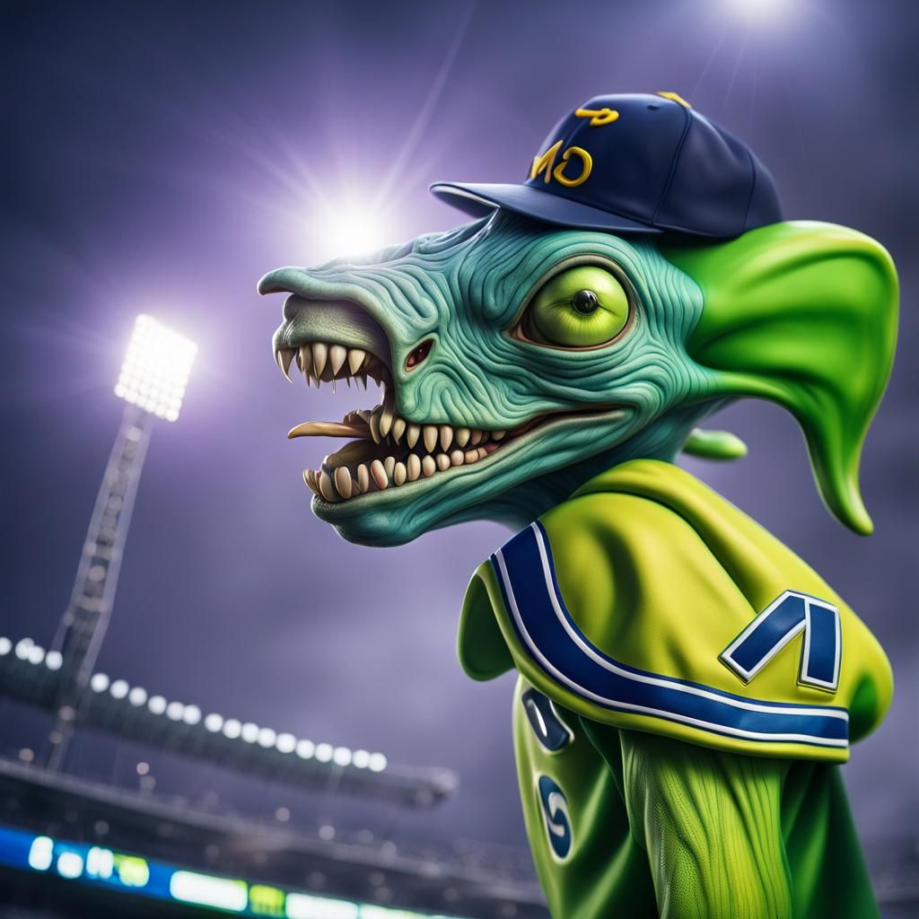 Alien Baseball Player in Photorealistic Sports Portrait