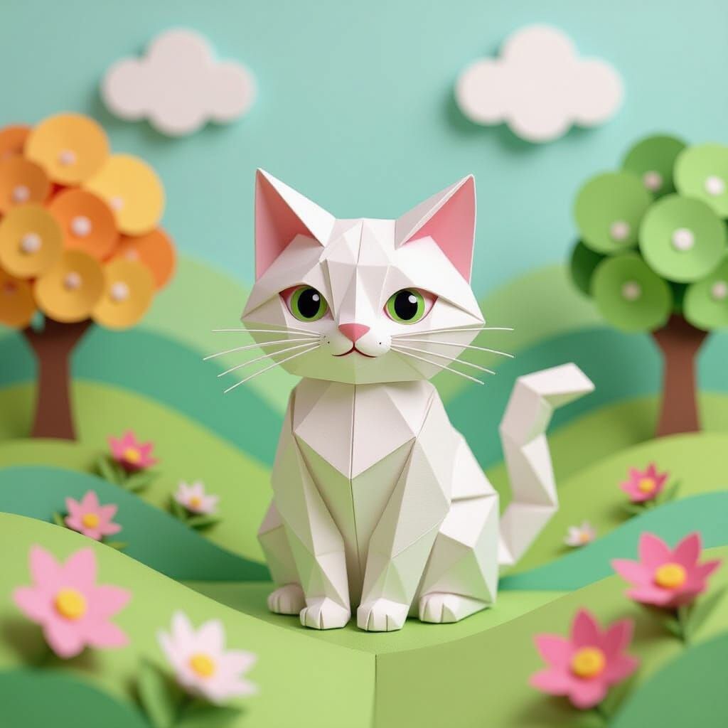 Origami Cat in Paper World, Animated Concept Art