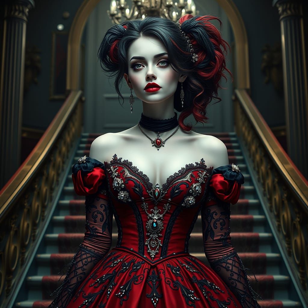 Gothic Princess in Macabre Ball Gown