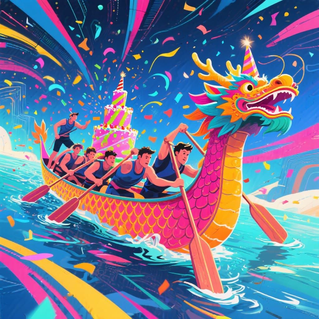 Futuristic Dragon Boat Birthday Celebration