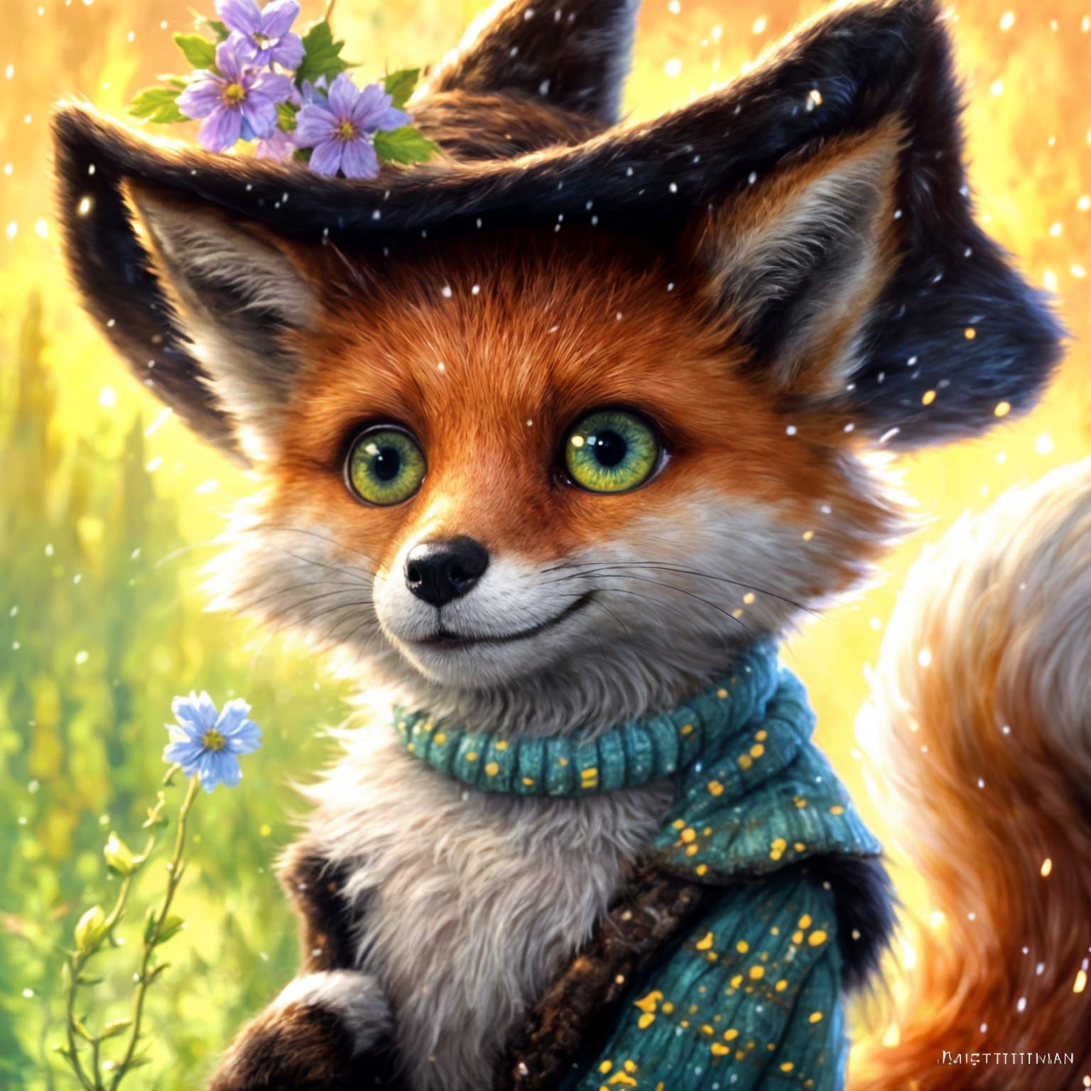 Majestic Fox Wizard in Dramatic Oil Painting Style