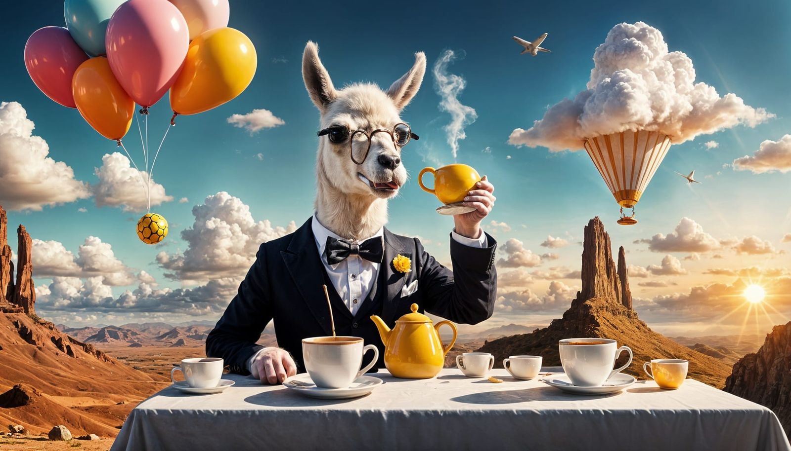 Sophisticated Llama Sipping Tea: An AI Interpretation of Cha...