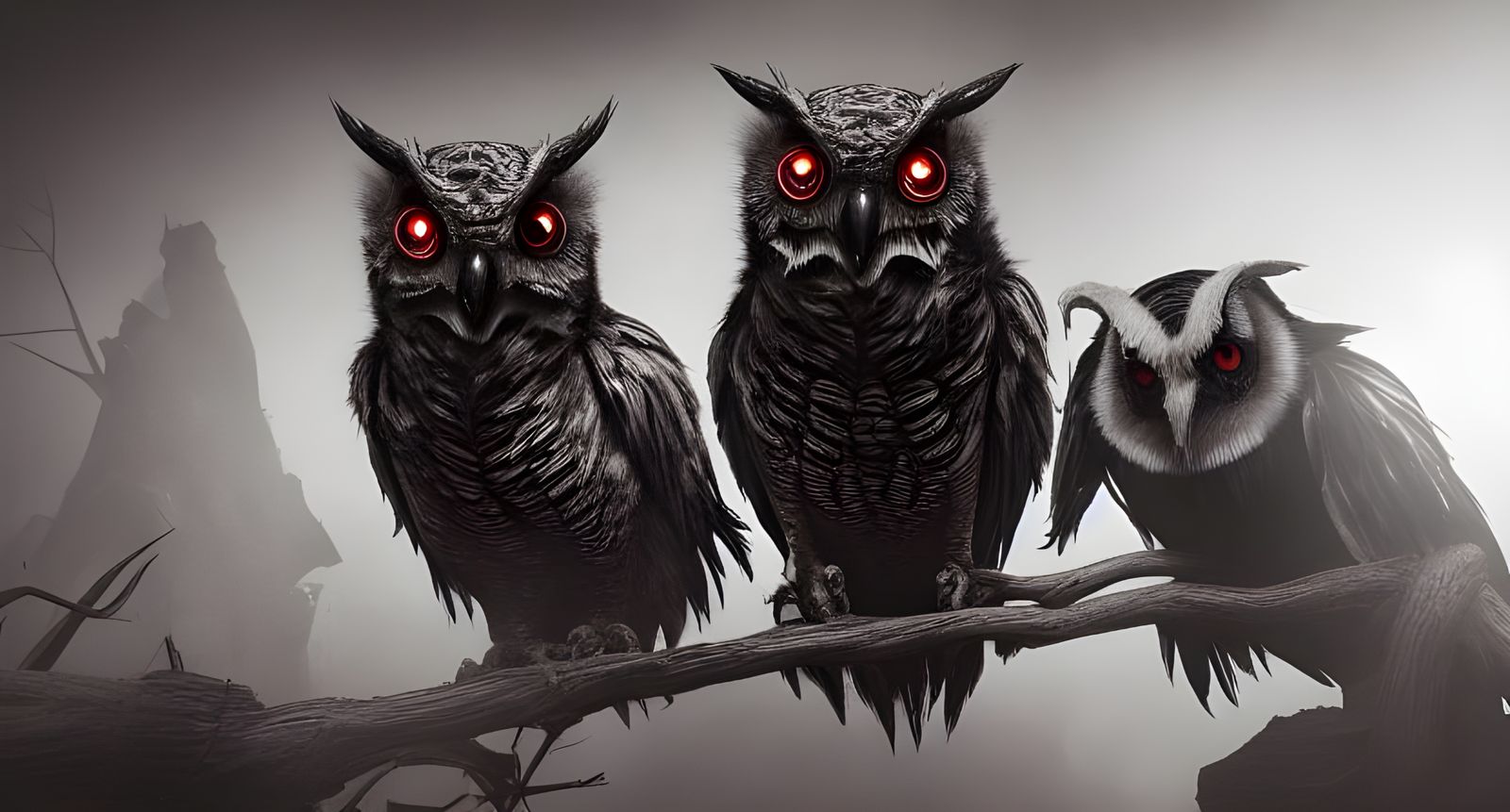 Cyberpunk Post-Apocalyptic Owls in Hyper-Realistic Style