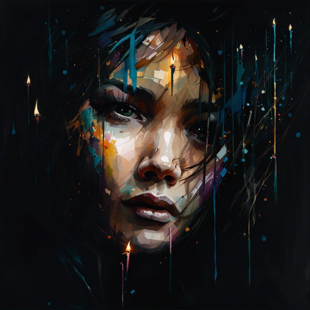 Vibrant Watercolor Candle in the Wind