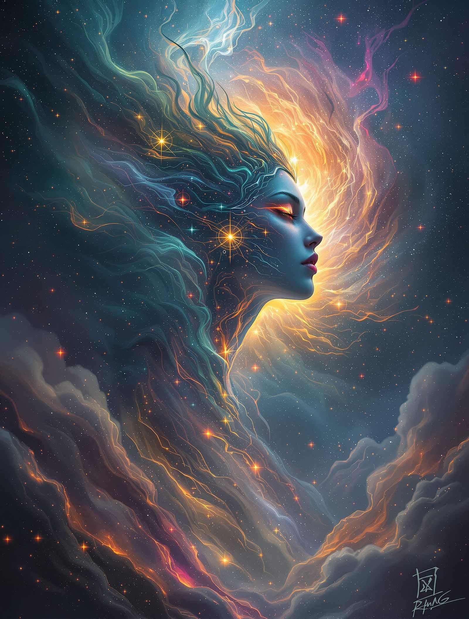 Cosmic Hmong Deity Overseeing Universe Creation in Epic Conc...