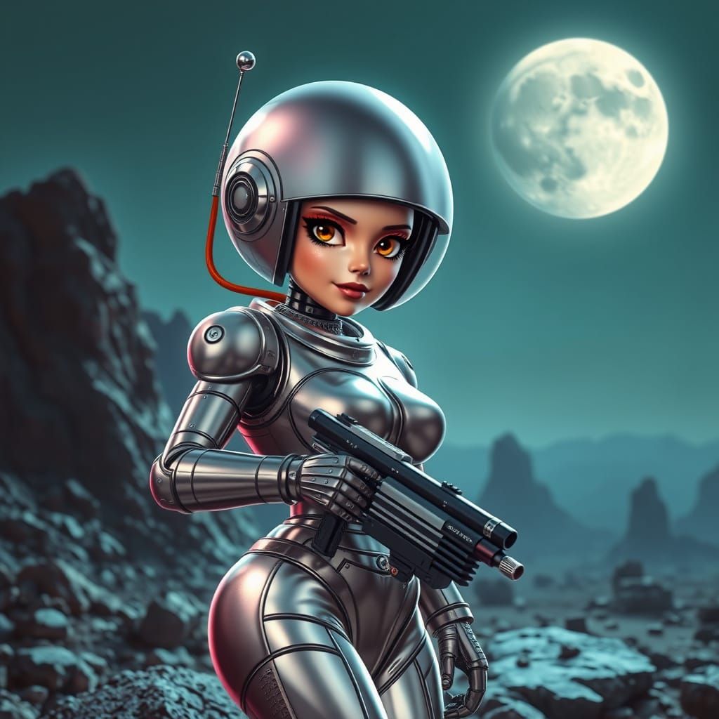 Retro Robot on Alien World: Sci-Fi Book Cover