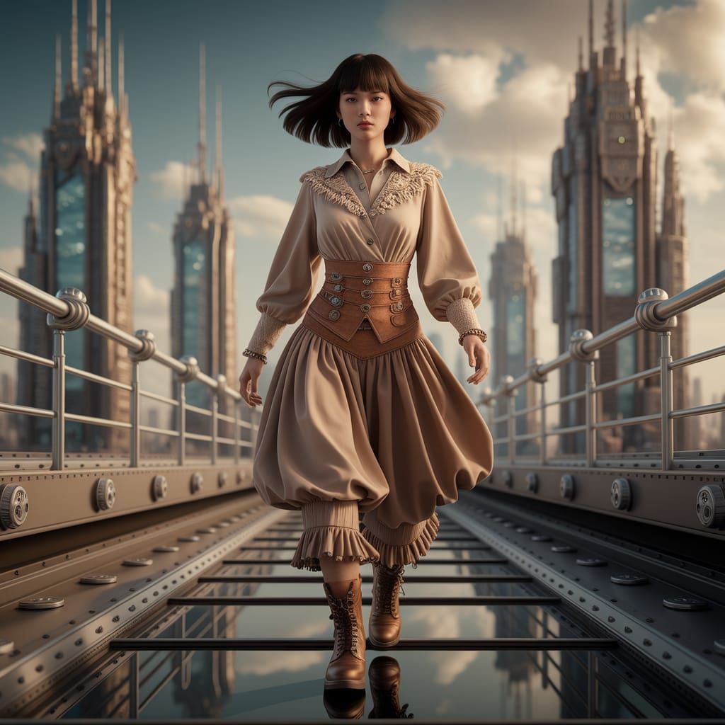 Futuristic Basket Weaver in Art Deco Sky City