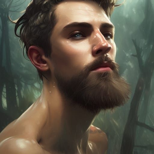 Handsome Man Portrait with Volumetric Lighting