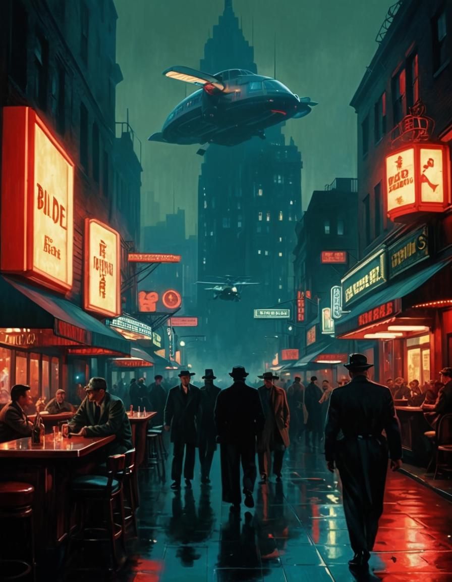 Retro-Futuristic Cityscape in Art Deco Style