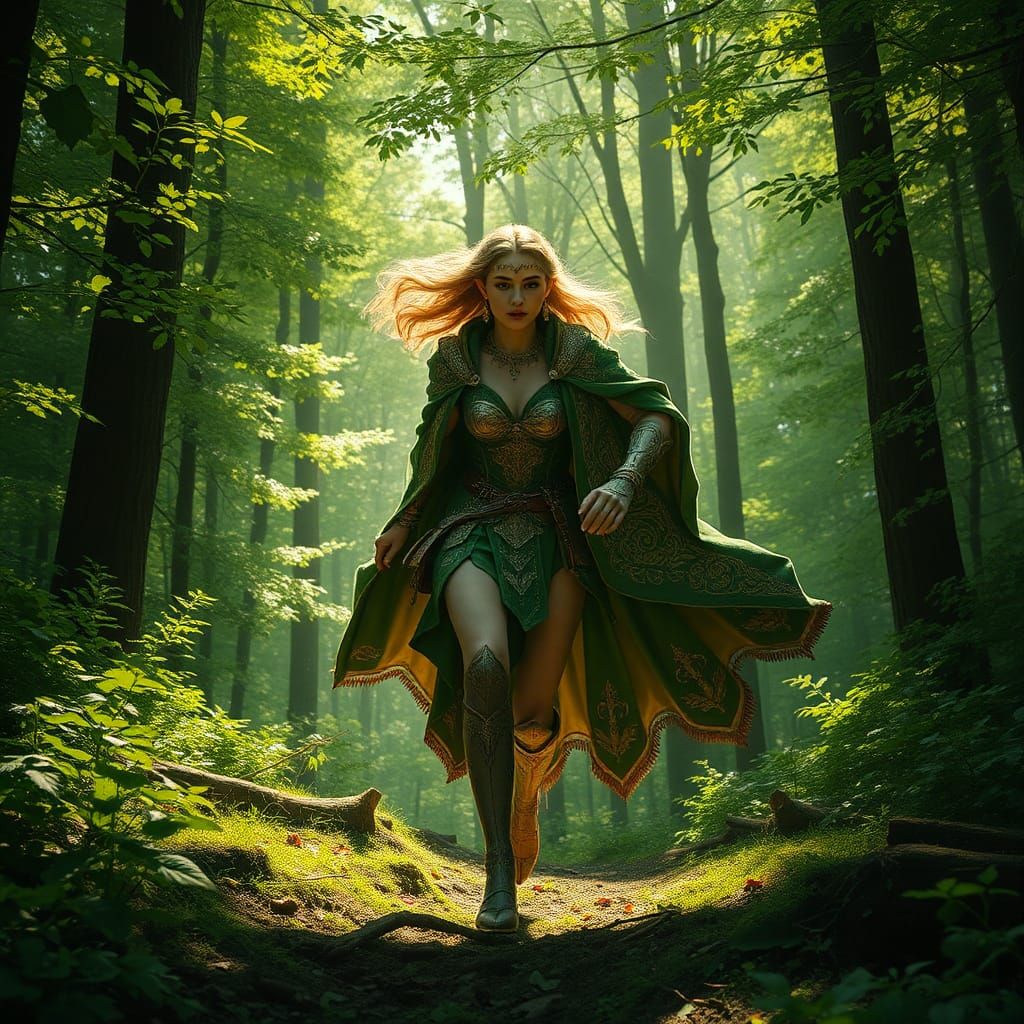 Elf in Forest: Epic Digital Matte Painting