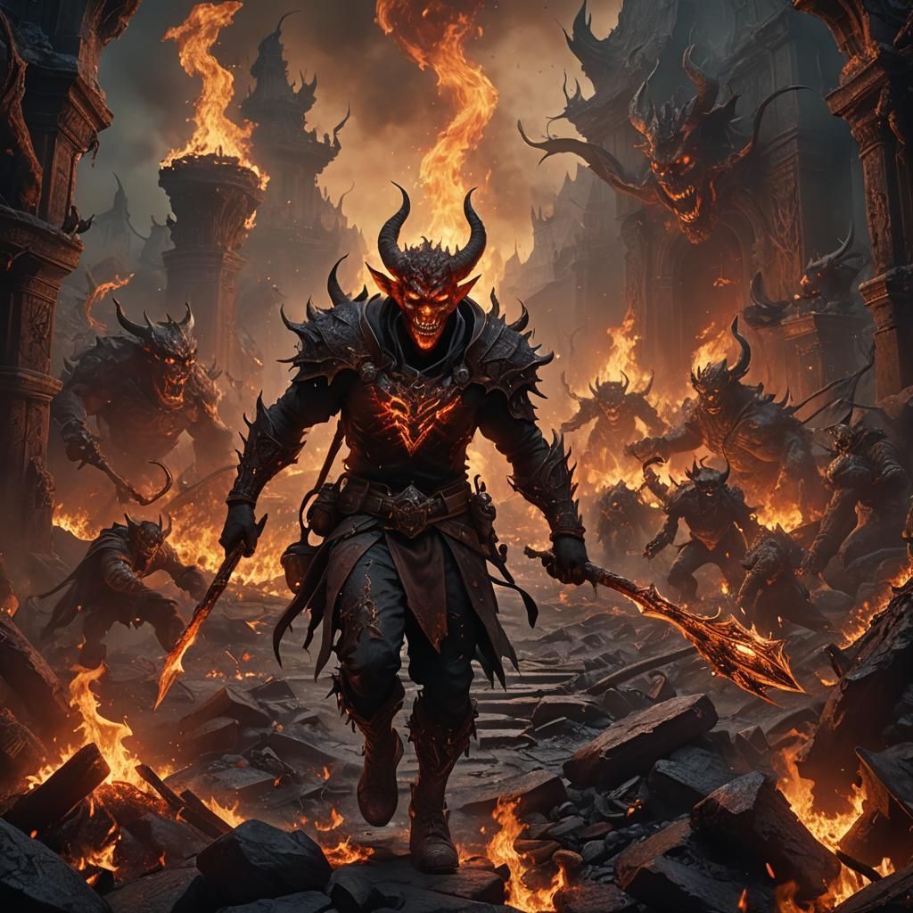 Fiery Youth's Journey Through Hell: Digital Matte Painting