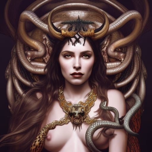 Lilith, Demon Queen on Skull Throne: Hyperdetailed Portrait