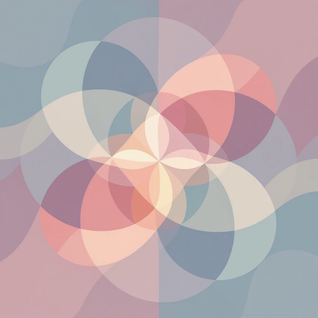 Abstract Inner Peace: Rotating Geometric Shapes in Pastel Co...
