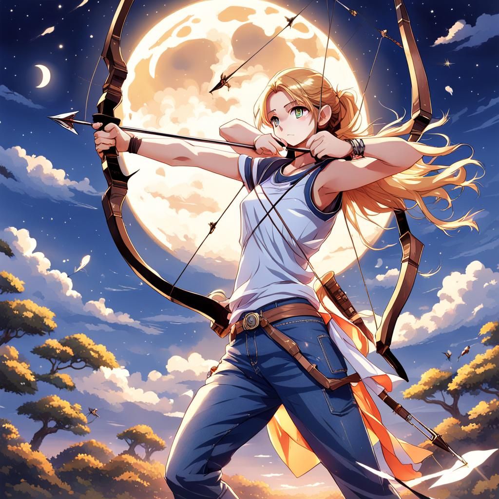 Artemis Shoots Arrow: Anime-Style Goddess