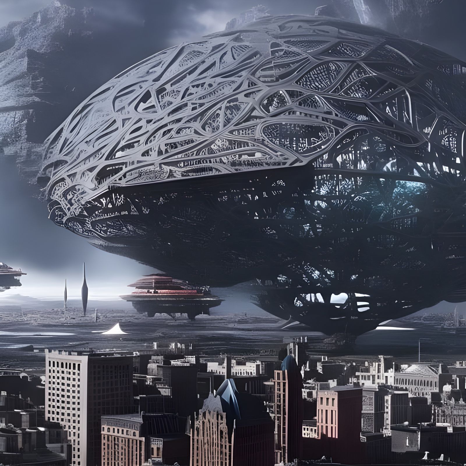 Deconstructed Brain in Detailed Digital Landscape