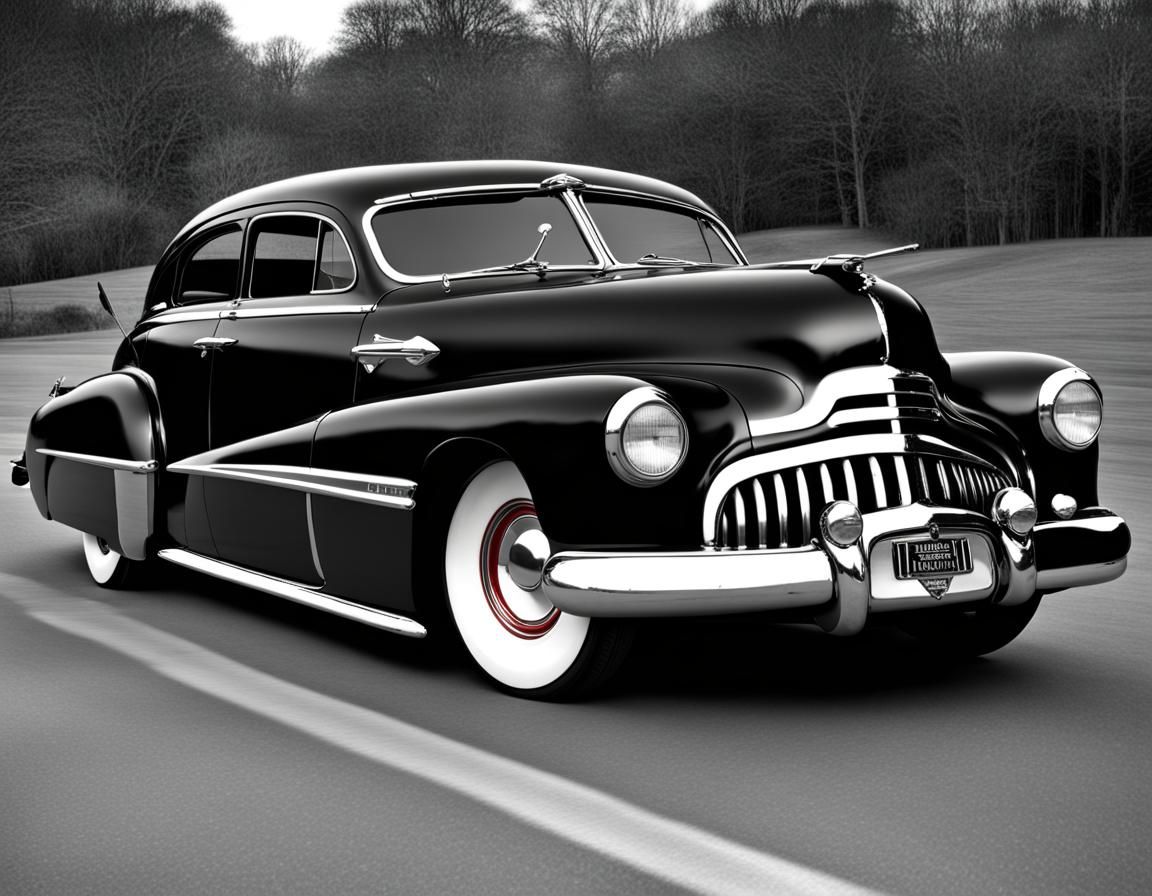 a 1947 Buick: THE ONLY star of the first film about drag racing: "Devil on Wheels" (1947)