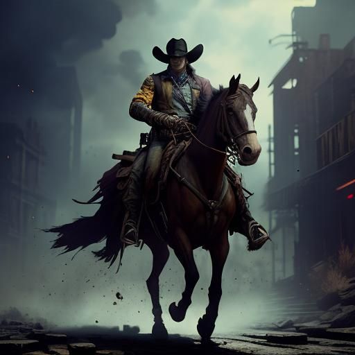 Cowboy Gunfight: Hyperdetailed Dark Fantasy Concept Art