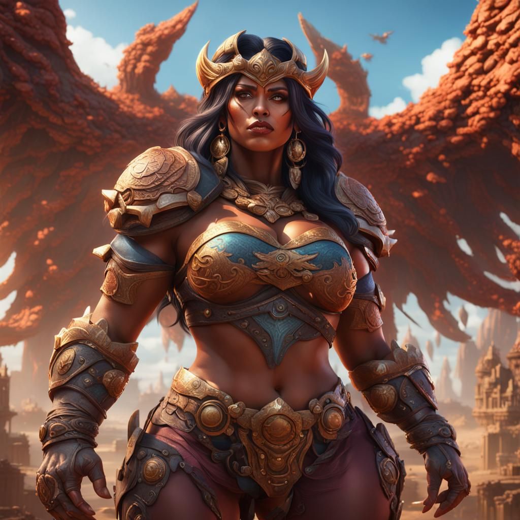 Latina Juggernaut: Detailed Fantasy Concept Art