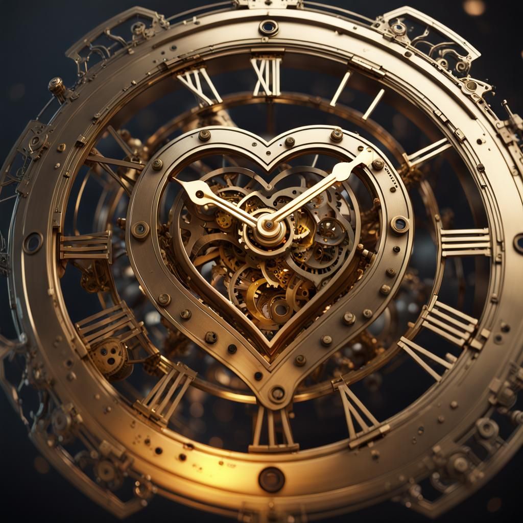 Golden Heart Clockwork Mechanism: Cinematic Metal Art