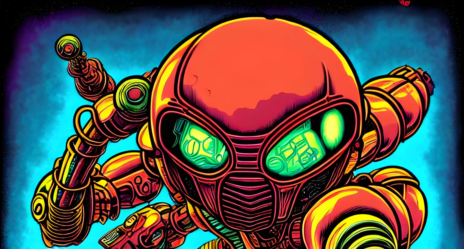 Metroid in Burtonesque Street Art Style