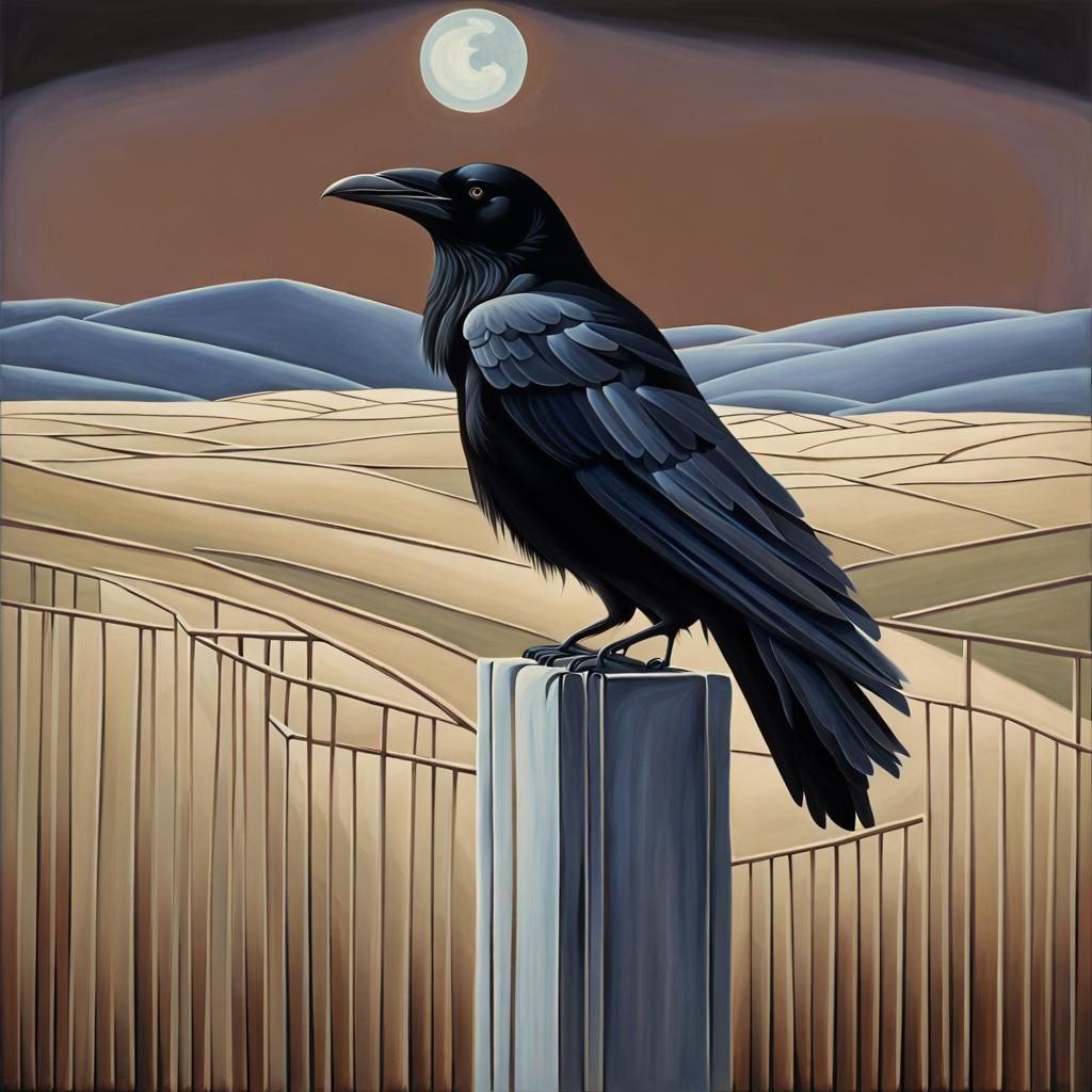 Eerie Raven in Dreamy Surrealist Style