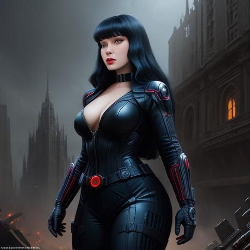 Betty Page as Black Widow: Digital Matte Painting