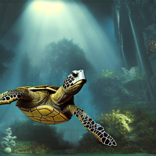 Dream of Turtles Celebrate Christmas: Digital Matte Painting