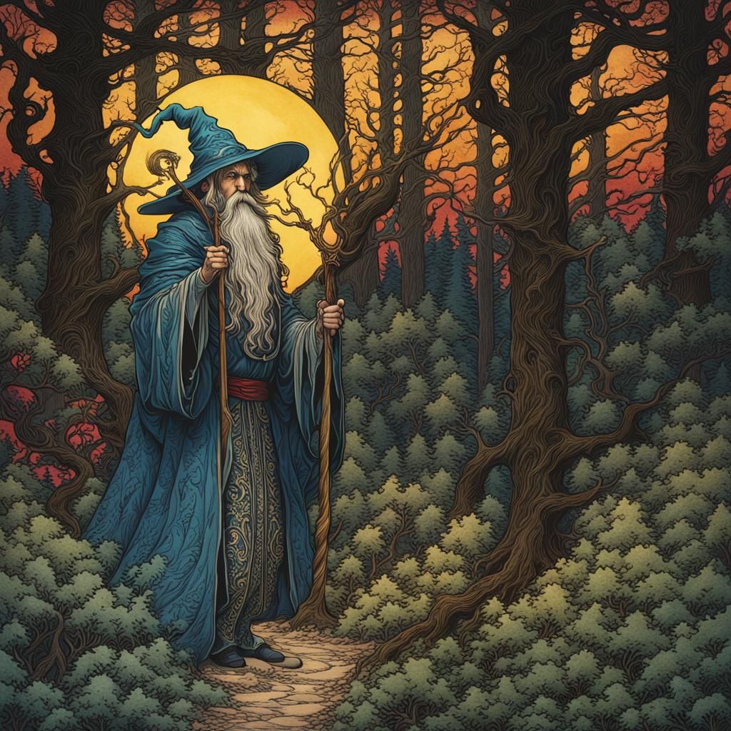 Whimsical Wizard in an Enchanted Forest