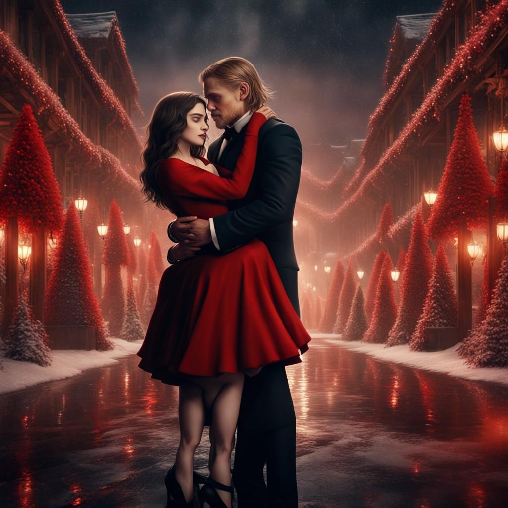 Charlie Hunnam and India Eisley Christmas Hug