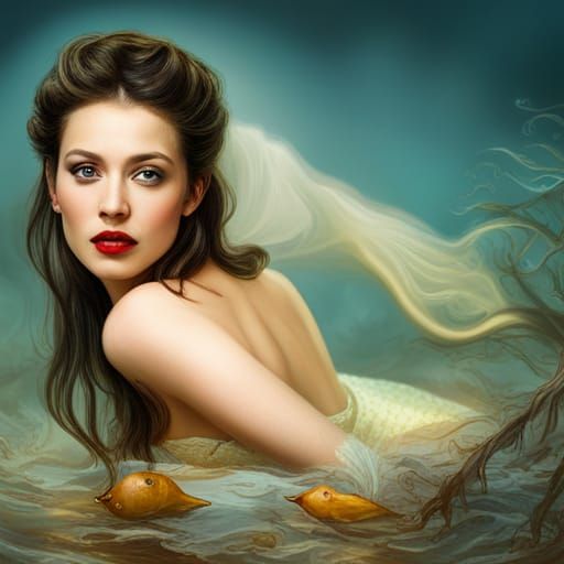 Snow White as Mermaid Underwater Portrait