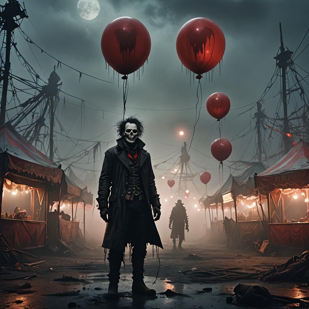 Eerie Carnival Macabre Figure in Dark Fantasy Art