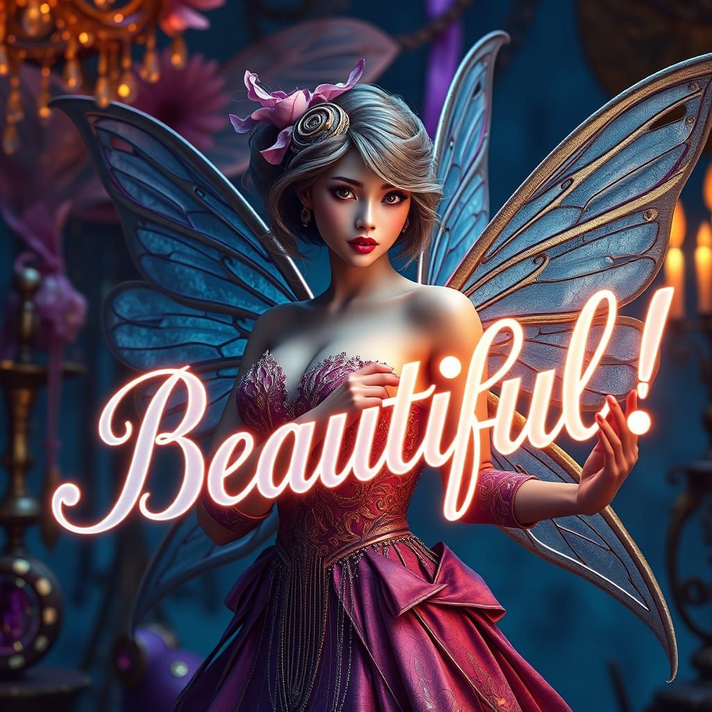 Hyperrealistic Fairy in Elegant Fantasy Attire